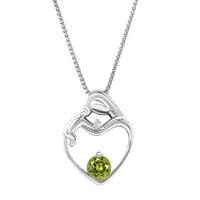 Silberner Anhänger Mutter und Kind mit Olivin und Diamant Ella