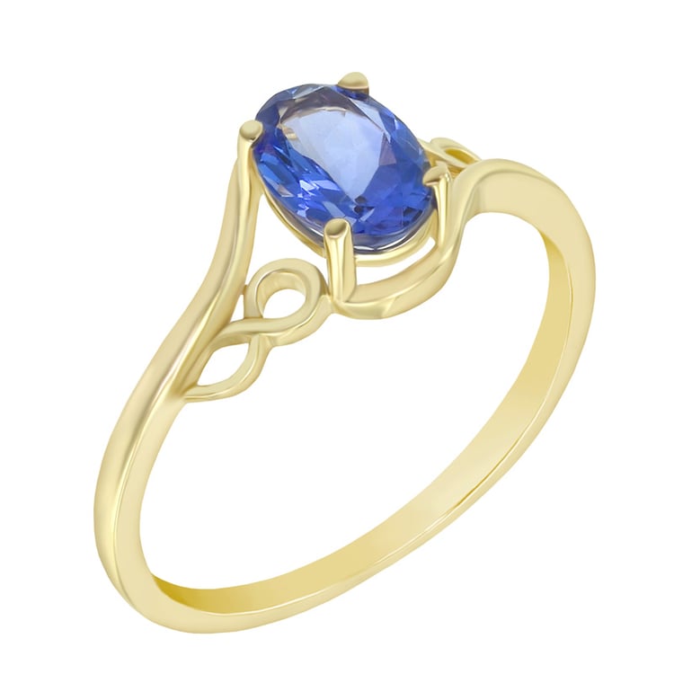 Goldener Ring mit Oval-Tansanit 47933