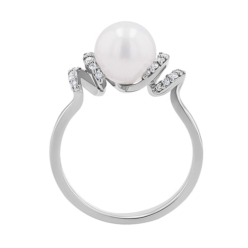 Goldring mit Perle und Diamanten Geeta