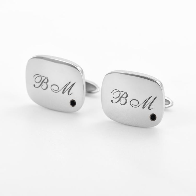 Goldene Manschettenknöpfe mit Gravur und Diamanten Jolie 46434