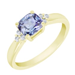 Goldener Scheidungsring mit Tansanit und Diamanten Hal