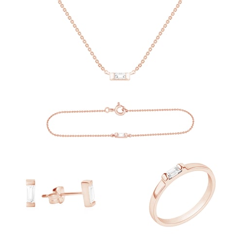 Goldenes Set mit weißen Baguette Saphiren Chanelle
