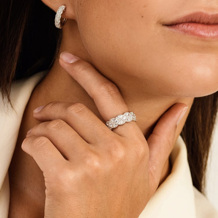 Verzierter Silberring mit Lab Grown Diamanten Ruben 163092