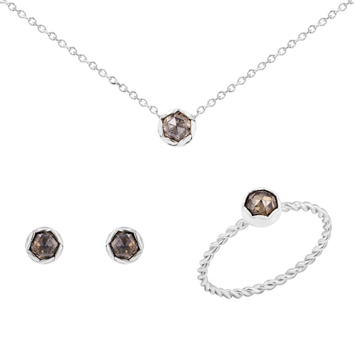 Vintage Schmuck-Set mit Salt and Pepper Diamanten Kieren