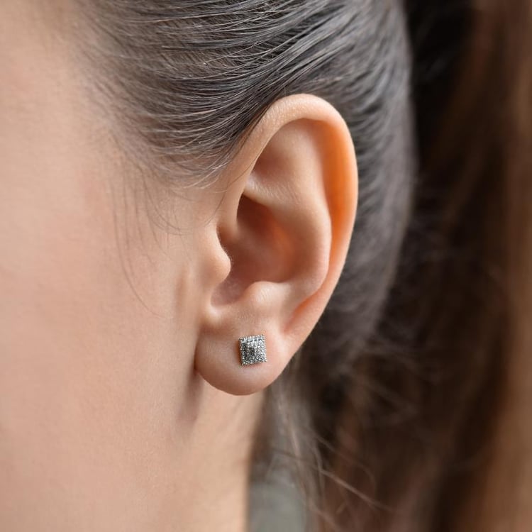 Ohrstecker mit einem Viereck voller Diamanten Yannic 41785