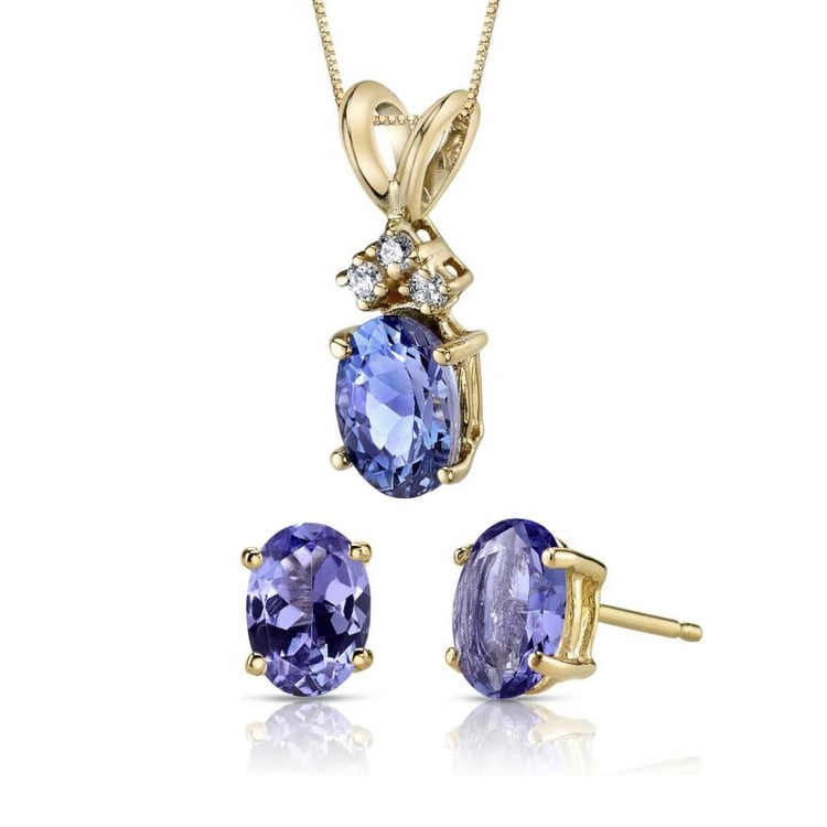 Goldene Kollektion mit Tansaniten und Diamanten Kezef