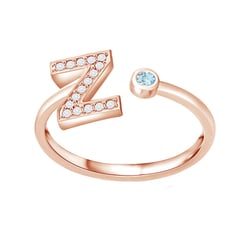 Ring mit Diamanten mit Buchstaben und Edelstein nach Wahl Armand