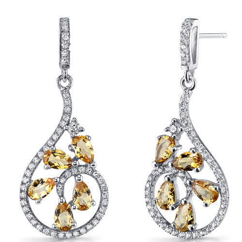 Silberne Ohrringe mit Citrinen