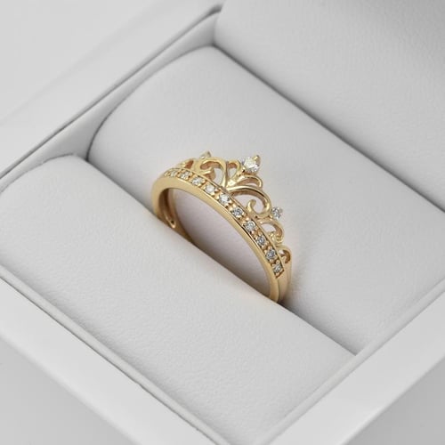 Goldring mit Krönchen und Diamanten Alpana
