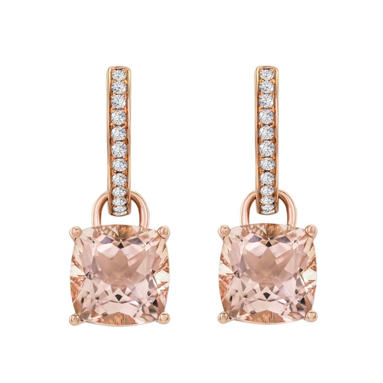 Goldohrringe 2 in 1 mit Morganit und Diamanten Reza