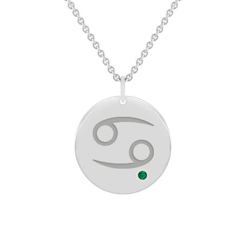 Goldener Anhänger mit Krebs Sternzeichen und Smaragd 59976