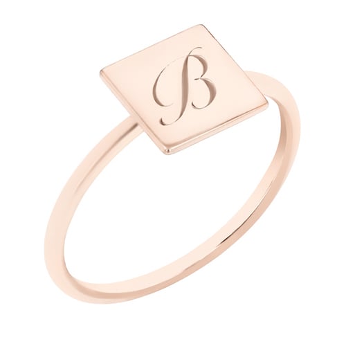 Ring mit Quadrat zum Gravieren eines Buchstabens Leal