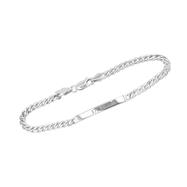 Silbernes Panzer Armband mit einer Gravur nach Wunsch 124365