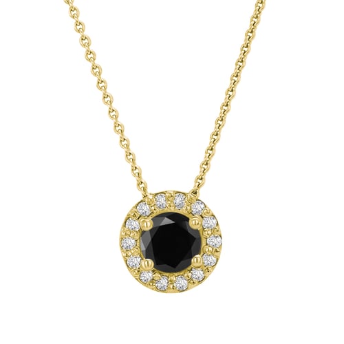 Halo-Anhänger mit schwarzem Diamanten Vicky