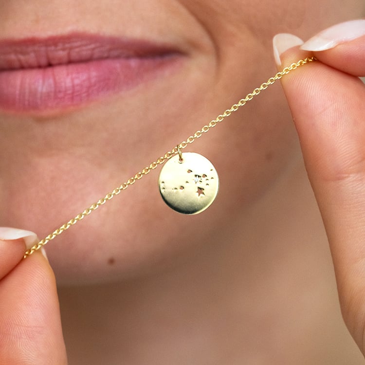 Goldener Anhänger mit Sternbild und Diamant Nyala 144867