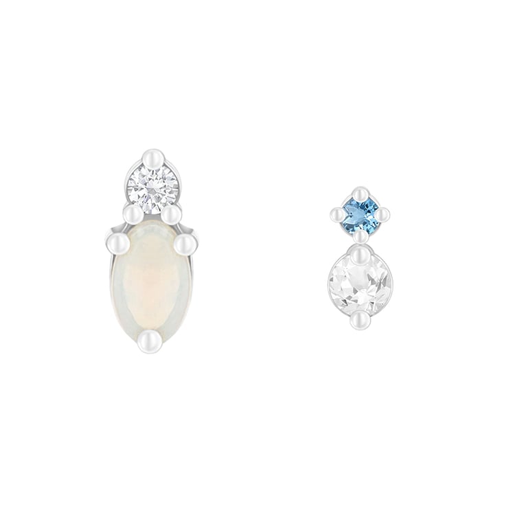 Cluster-Ohrringe mit Opal, Moissanit, Diamant und Topas Roseann 89899
