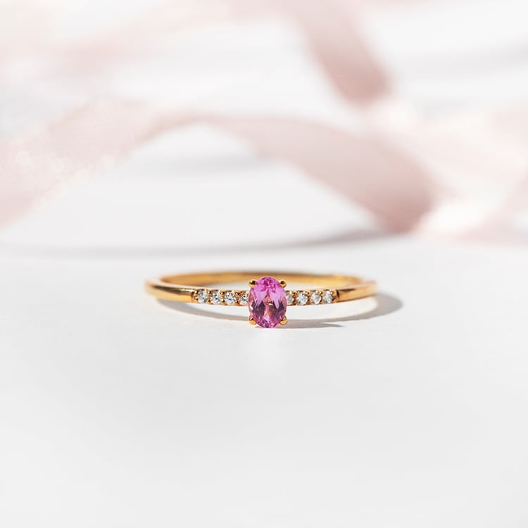 Verlobungsring mit rosa Saphir und Diamanten Terry 113042