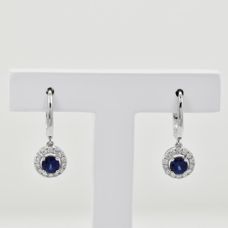 Goldene Ohrringe mit Saphiren und Diamanten Macy 28792