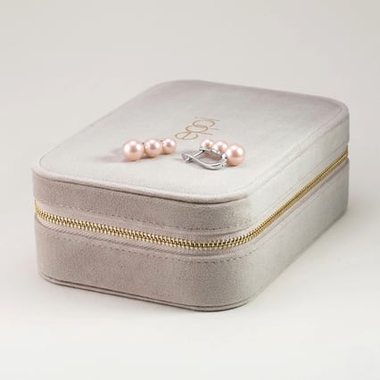 Silberne Hängeohrringe mit Pfirsichperlen Arielle