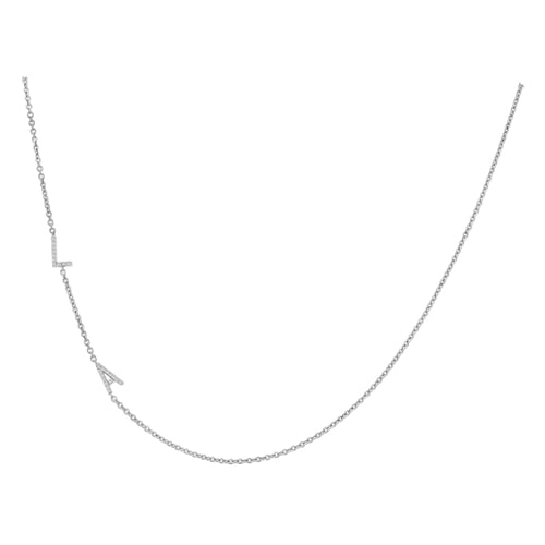 Silberne Kette mit zwei Buchstaben und Lab Grown Diamanten Lupe