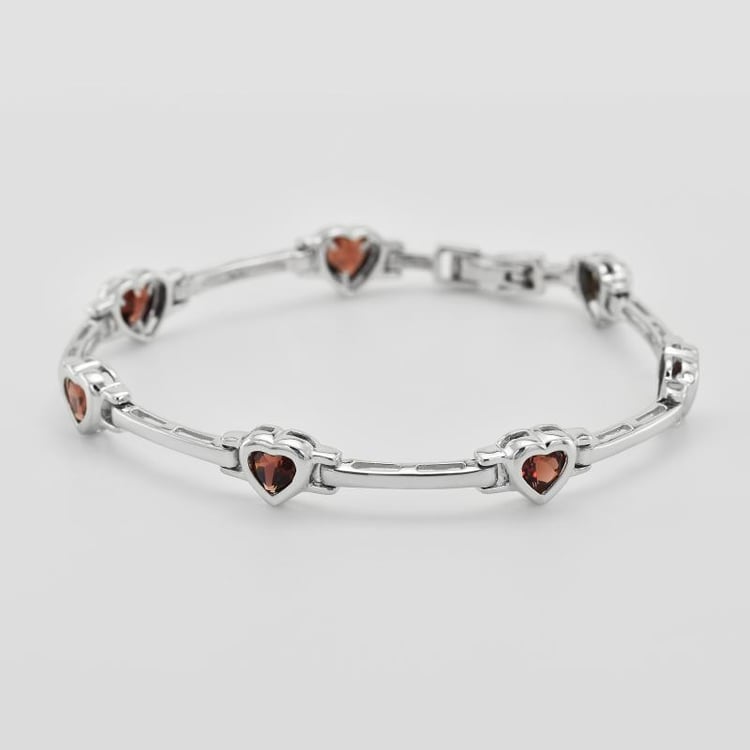 Silber-Armband mit Granatherzen Haxy 10135