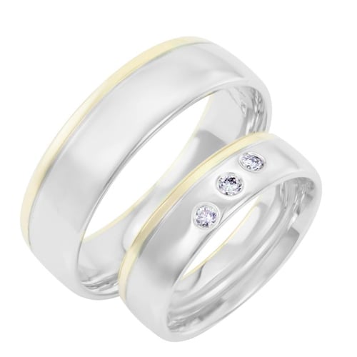 Bicolor Eheringe aus zwei Goldtönen mit Diamanten Erel