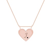 Goldherz mit Gravur und schwarzem Diamant Issy