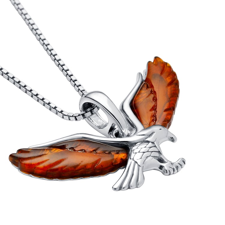 Silberner Anhänger in Form eines Adlers mit Bernsteinen Tercia 85393