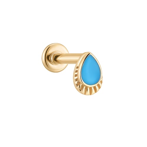 Goldener Piercingstecker mit Türkisen Wendy