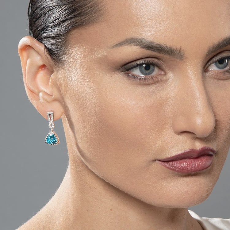 Goldohrringe mit Blautopas und Lab Grown Diamanten Hannah 106669