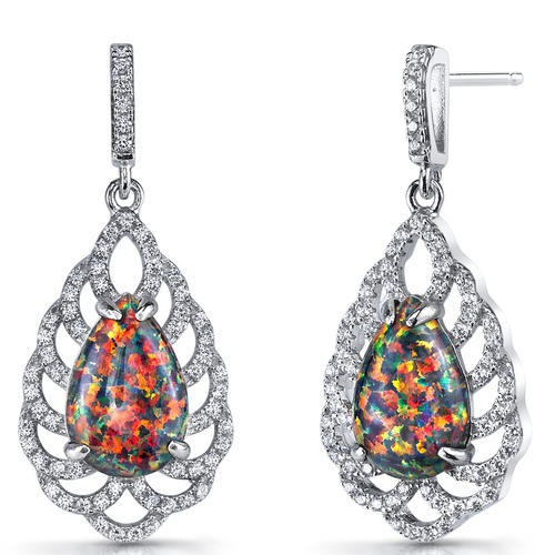 Silberne Ohrringe mit Opalen und Zirkonia Remey