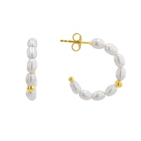 Silberne runde Ohrringe mit Perlen Roxanne