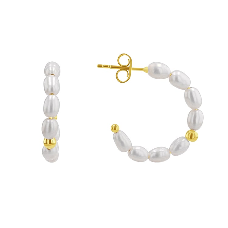 Silberne runde Ohrringe mit Perlen Roxanne