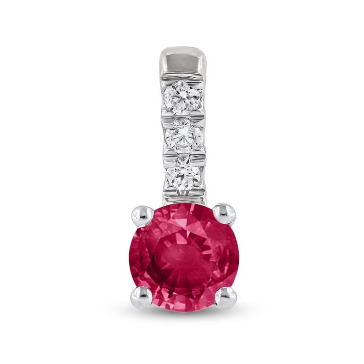 Romantischer silberner Anhänger mit Rubin und Lab Grown Diamanten Wui 169419