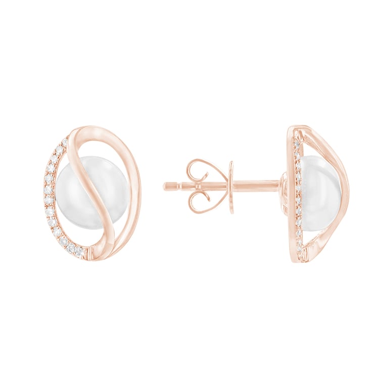 Goldene Perlenohrringe mit Diamanten Zhen 87481