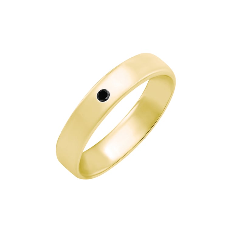 Klassische goldene Eheringe mit schwarzem Diamant Umeria 58683