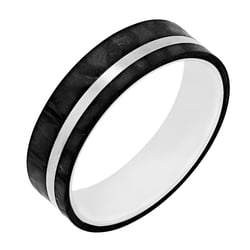 Flacher Trauringe aus Carbon und Silber Shagei