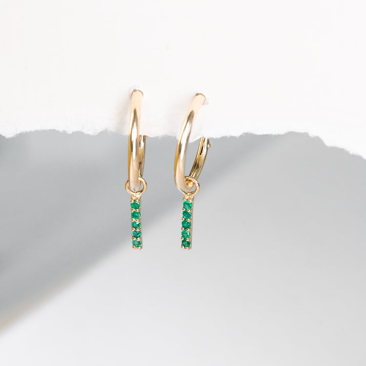 Goldene Hängeohrringe mit Smaragden Elaine 122999