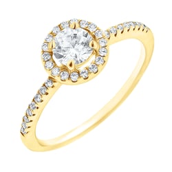 Goldener Halo-Verlobungsring mit Lab Grown Diamanten Kerau