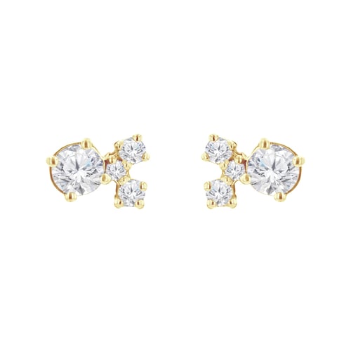 Silberne Cluster Ohrringe mit Moissaniten und Lab Grown Diamanten Kerrie