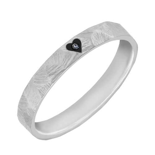 Gehämmerte Trauringe mit mit Emaille Herz und Diamanten Telanie