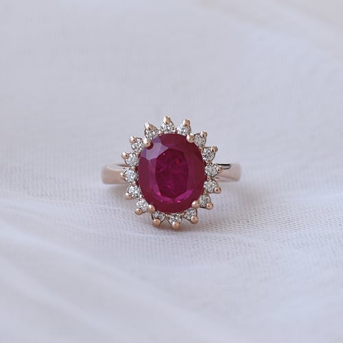 Halo-Ring mit Rubin und Diamanten Chrys