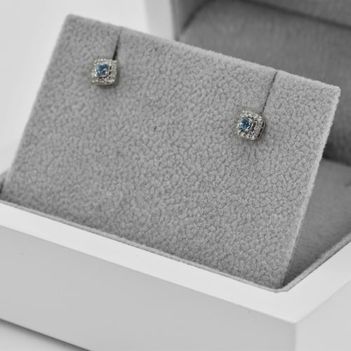 Silberne Ohrstecker mit Aquamarin und Lab Grown Diamanten Sukie