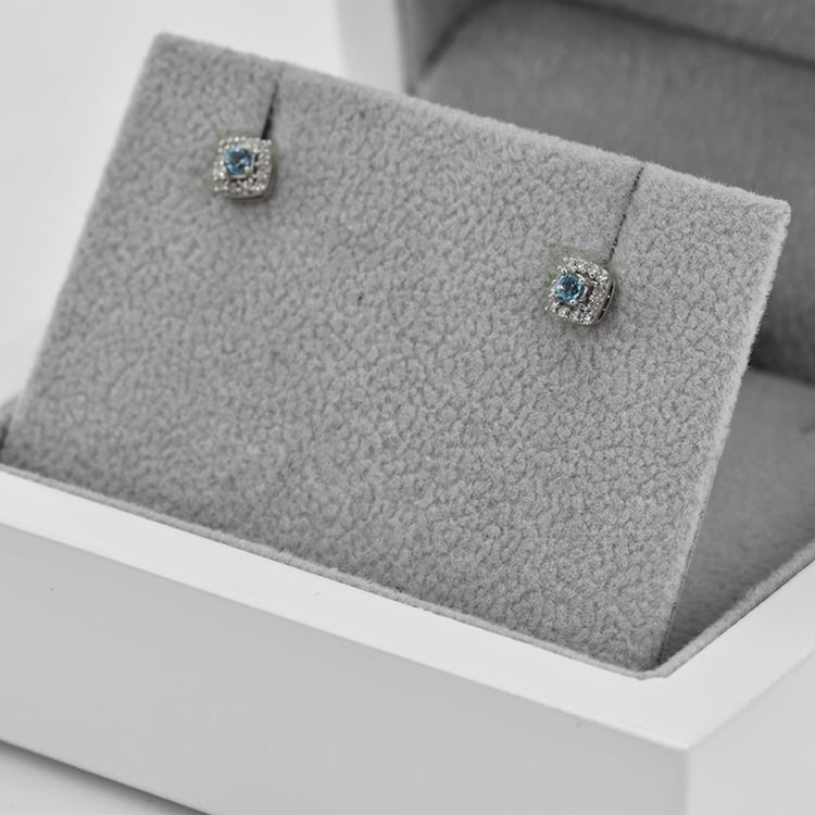 Silberne Ohrstecker mit Aquamarin und Lab Grown Diamanten Sukie 104099