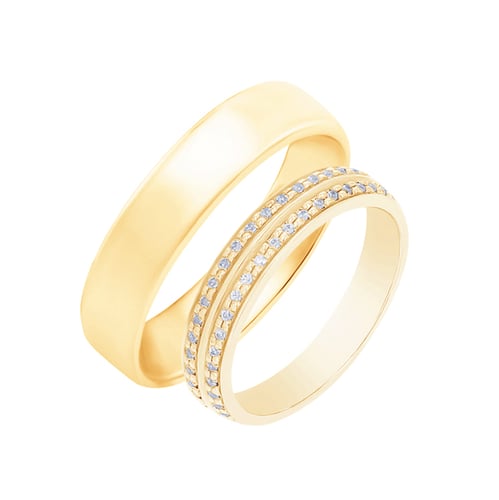 Schlichte Eheringe aus Gold mit Diamanten Sydell