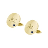 Goldene Manschettenknöpfe mit Gravur und Saphiren Hades