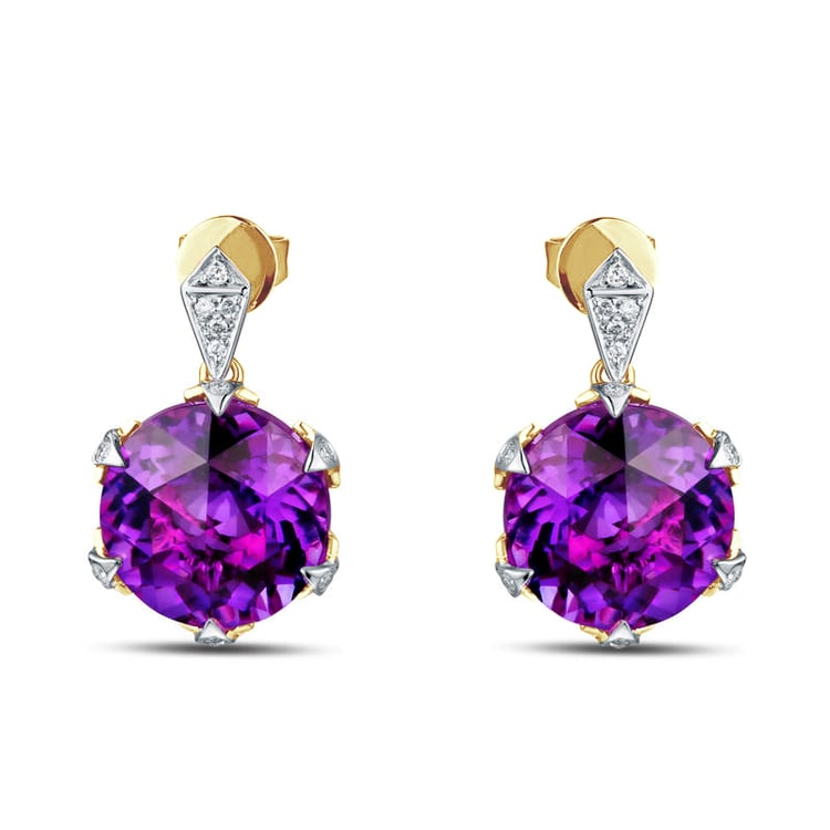Goldene Amethystohrringe mit Diamanten Isabella 87981