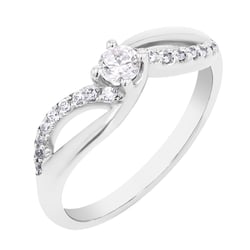 Verlobungsring mit Moissanit und Lab Grown Diamanten Wemy