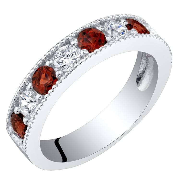 Silberner Eternity-Ring mit Granaten Ednah