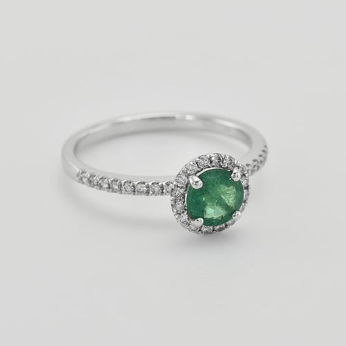 Bezaubernder Halo-Ring mit Smaragd und Diamanten Toppy